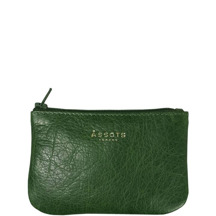 Assots London – wholesale Coin purse – Women’s – 'Poppy' Tree Top Green Full Grain Leather Zip Top Coin Purse2