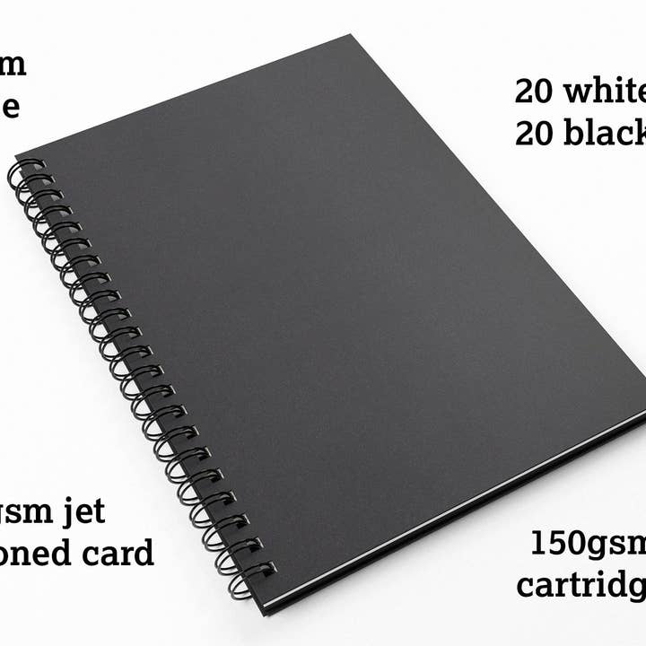 Black Stocky Mixed Media Sketchbook A4 Portrait for wholesale on Faire2
