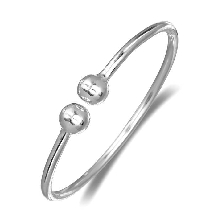 Ball .925 Sterling Silver Plain West Indian Bangle, 1 piece for wholesale by Better Jewelry