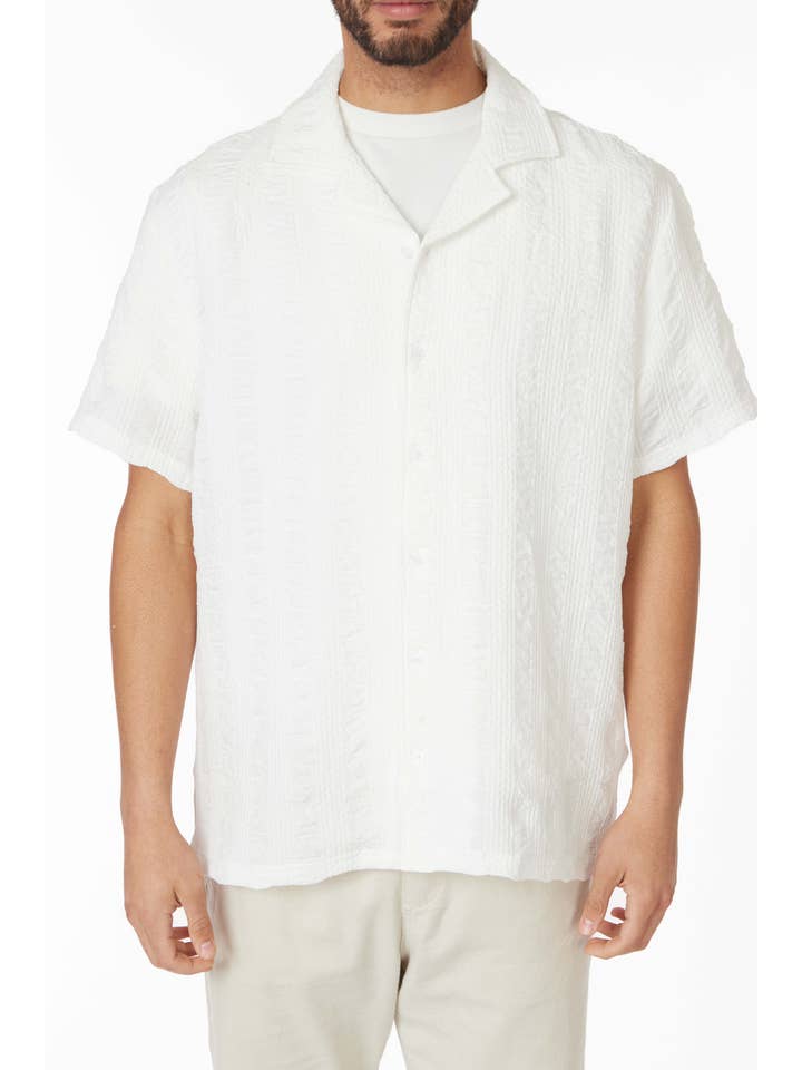 Crochet/Textured Short Sleeve Men's Shirt for wholesale on Faire