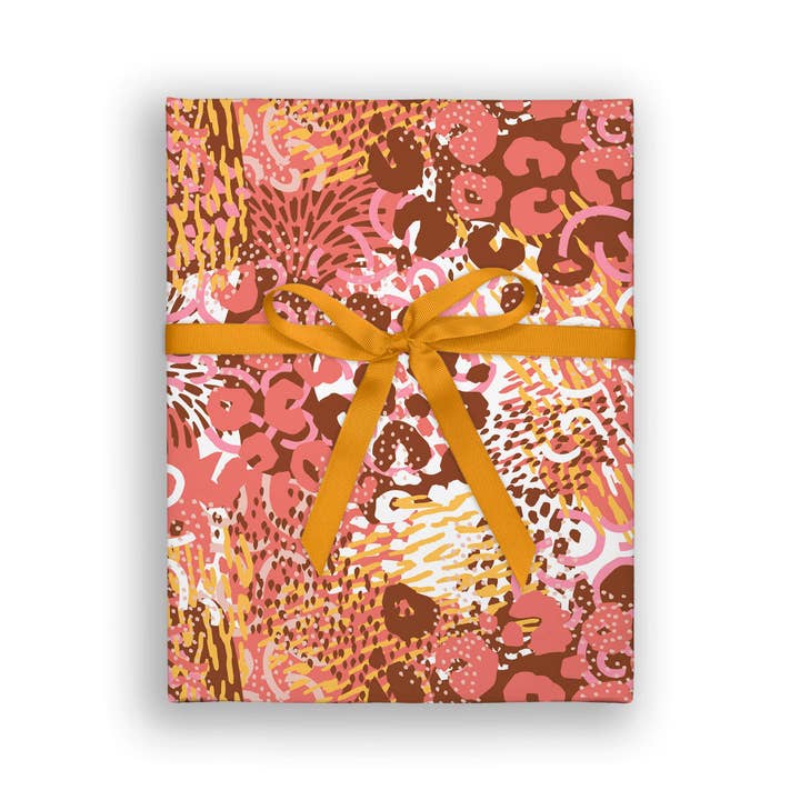 O.O.M.F. Creative - Wholesale Flat Wrap - Painted Leopard Print | Flat Gift Wrap | Double-Sided2