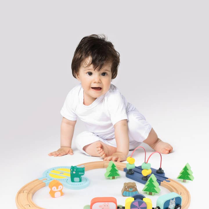 Leo & Friends - Wholesale Wood Toy - Kids - Wooden Railway Jungle 22-Piece Animal Set, Train Cars9