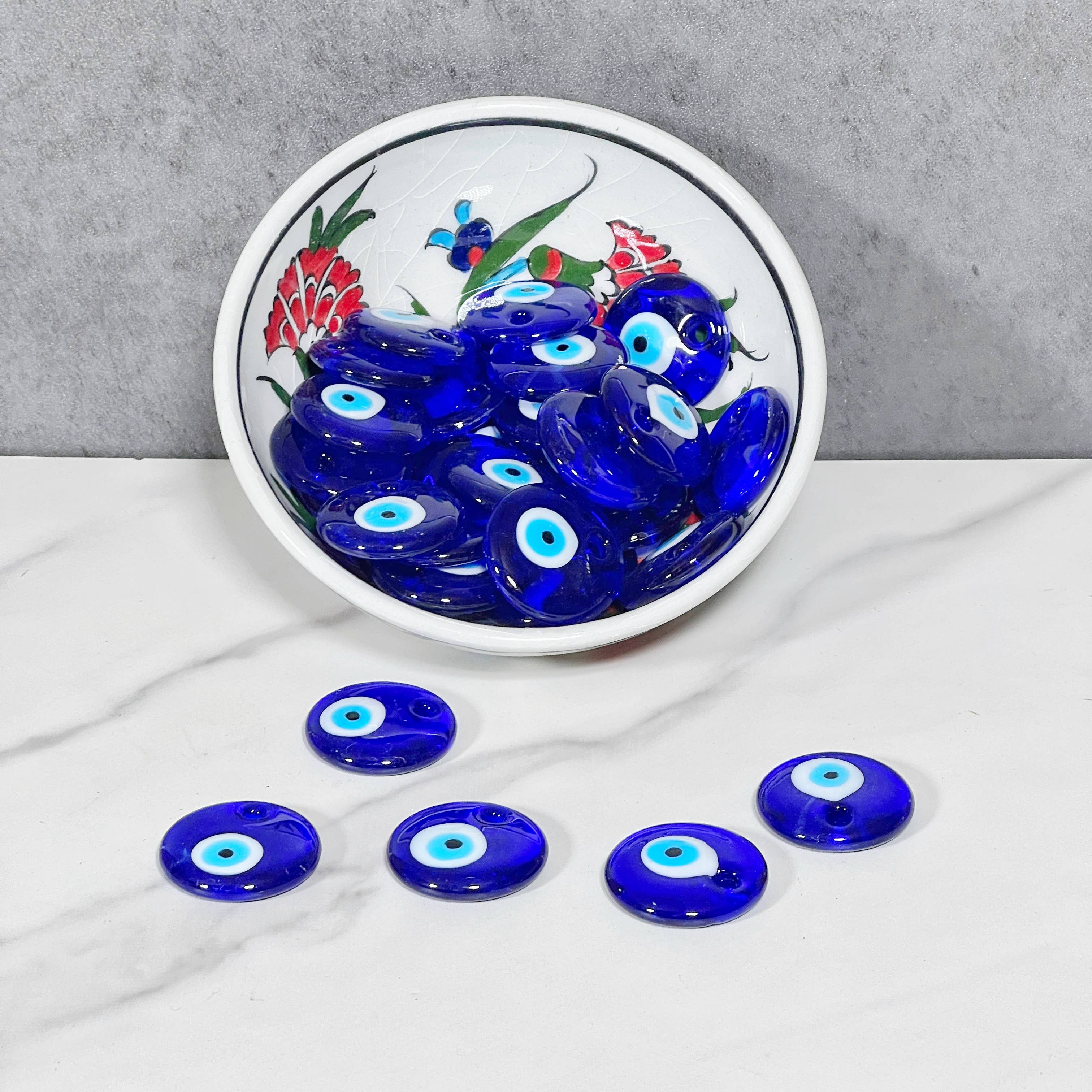 Gypsy Soul - Wholesale Beads - All Seen Evil Eye Glass Bead With Hole - 10 Pcs