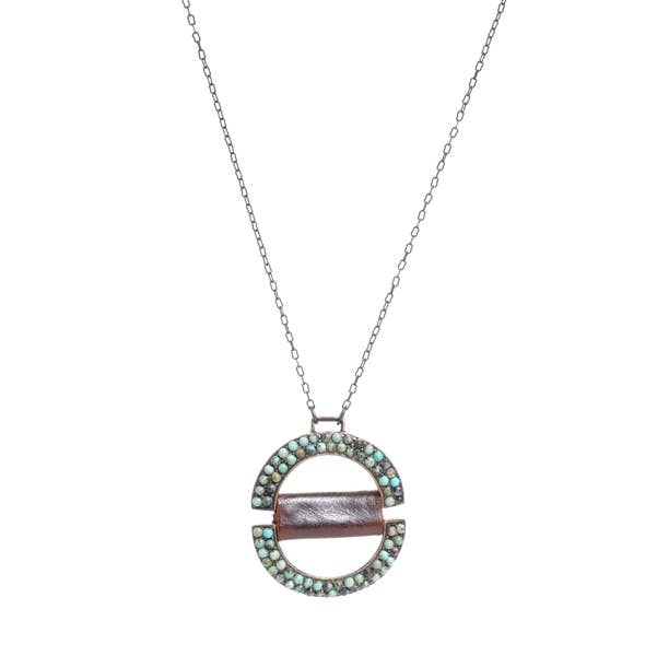 Rebel Designs Accessories - Wholesale Pendant/Charm Necklace - Two Half Circles w Leather Ctr Necklace3