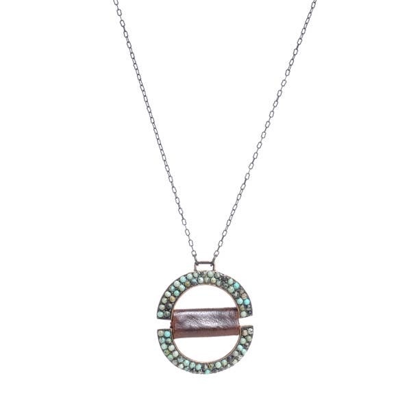 Rebel Designs Accessories - Wholesale Pendant/Charm Necklace - Two Half Circles w Leather Ctr Necklace3