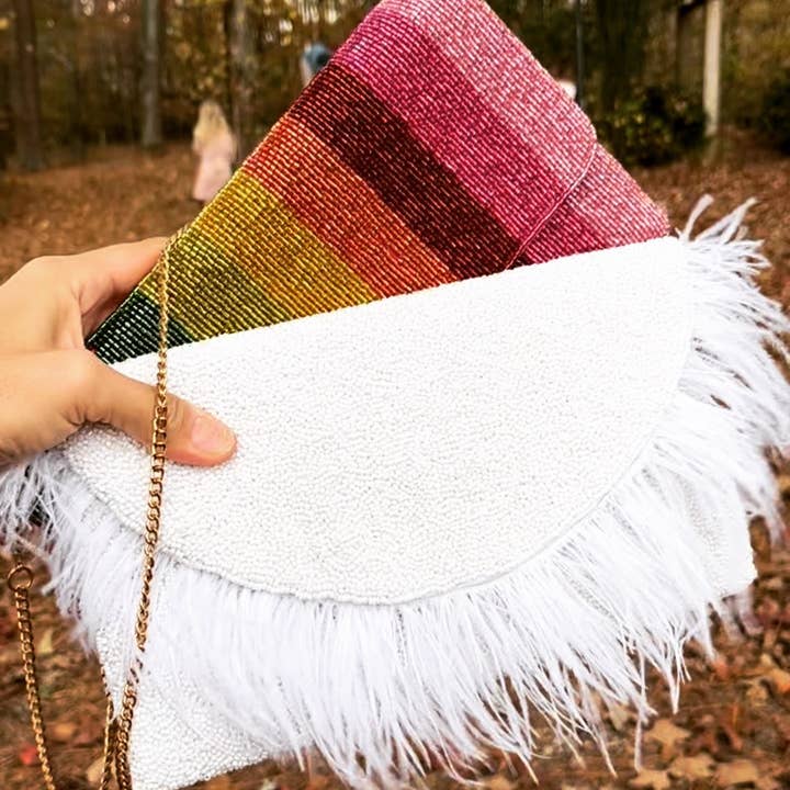 MKay Style – wholesale Clutch bag – women's – White Clutch Bag, Wedding Clutch, White Beaded Clutch Purse