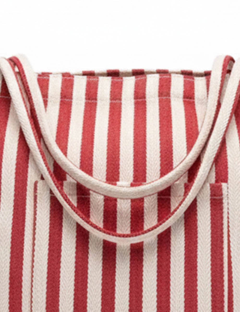 Sweetkama - Wholesale Tote Bag - Women's - Ladies Striped Double Pocket Large Capacity Canvas Tote Bag2