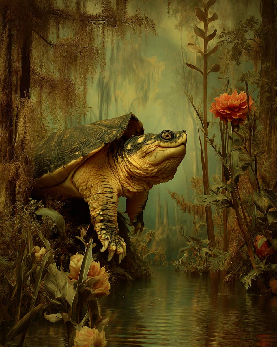 Mowbi - Wholesale Art Print - Snapping Turtle in Mangrove Swamp Art Print - 8"x10" Artwork