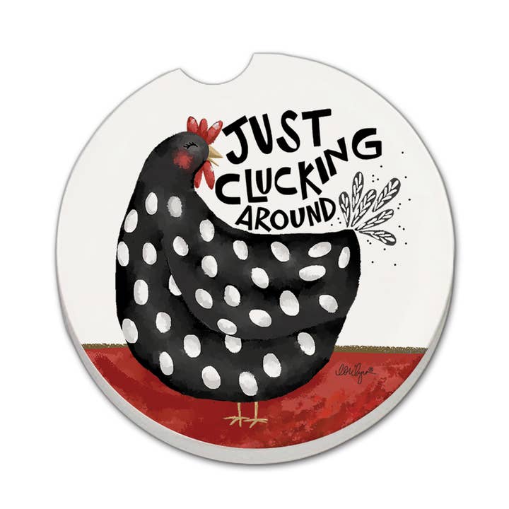 Porta-copos de pedra “Cluckin' Around” em pedra BULK SEM EMBALAGEM por atacado de CounterArt/Highland Home/Thirstystone/CoasterStone