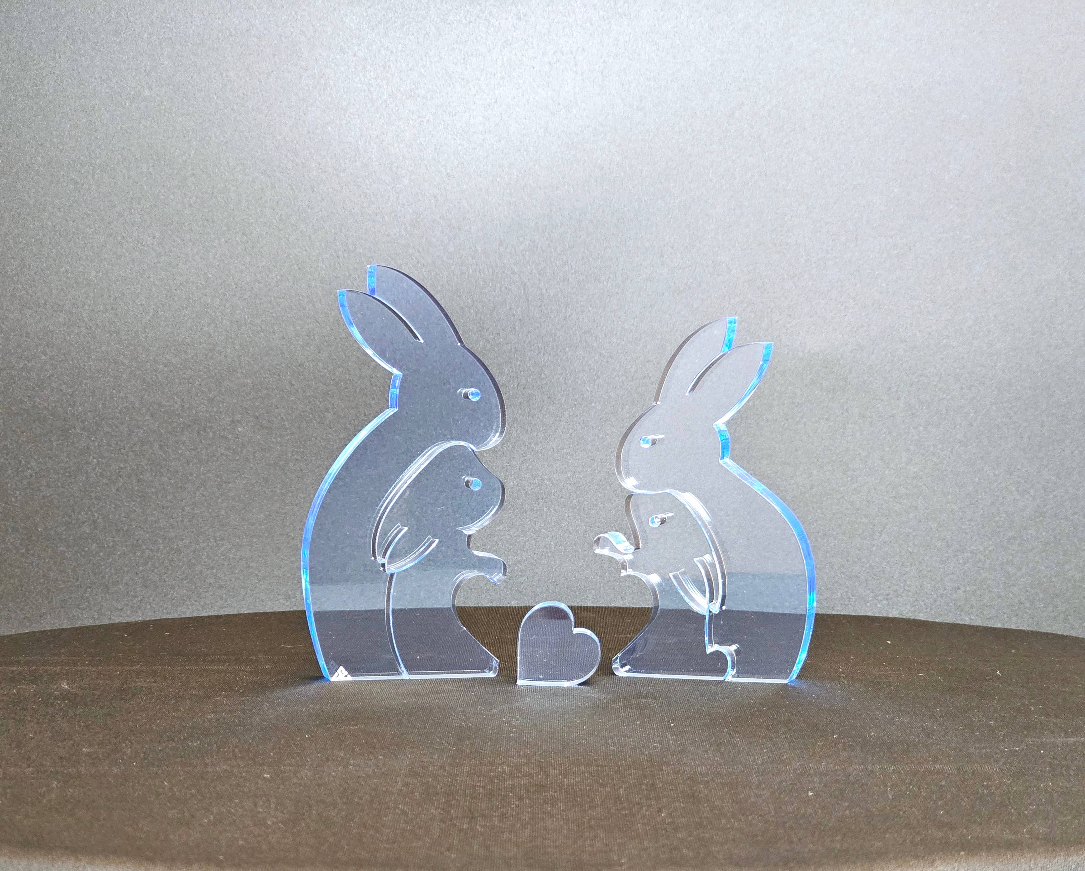 Somar Creations - Vente Décorations de table - Famille de lapins de 4 avec cœur4