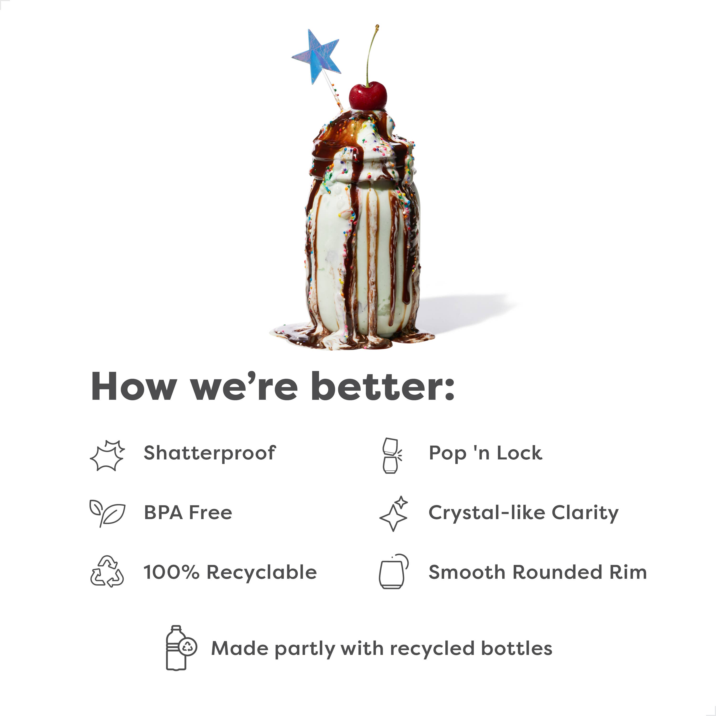 TOSSWARE - Wholesale Drinking glass/cup - TOSSWARE POP 16oz Mason, Premium Quality, Recyclable Plastic1