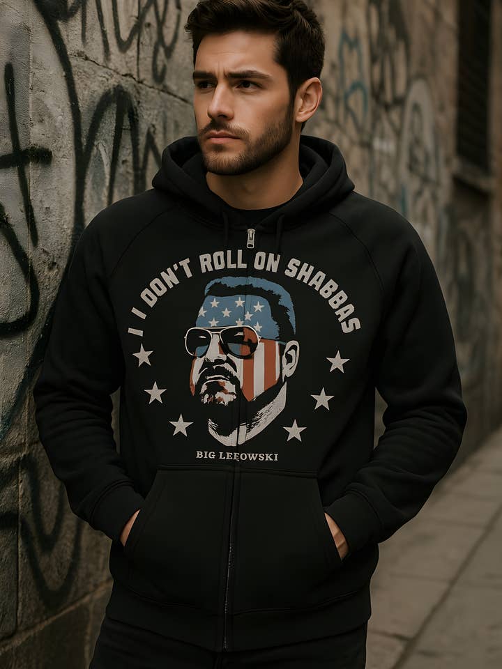 Official Store - Wholesale Hoodie - Men's - Big Lebowski - Roll On Shabbas Men's Zippered Hoodie3