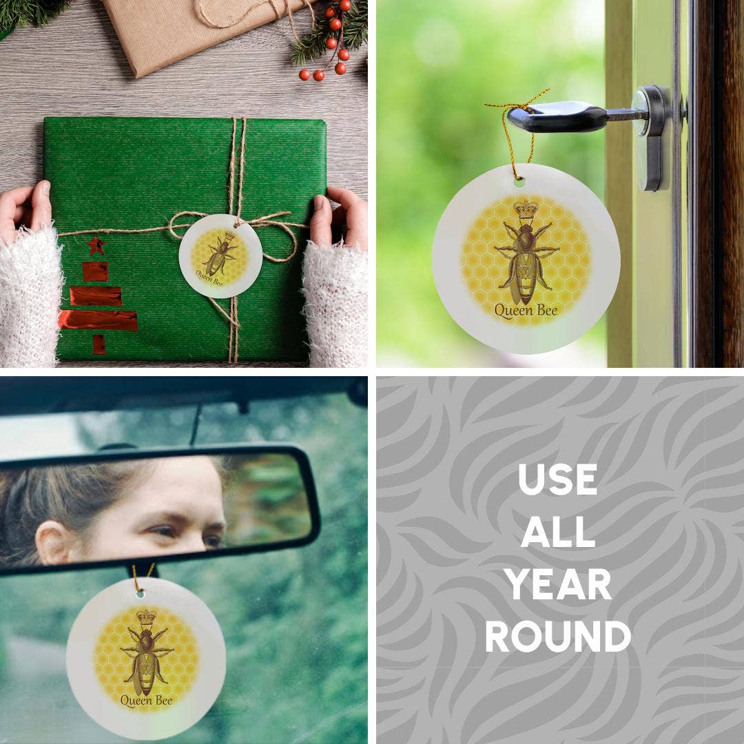 3dRose - Wholesale Ornament - 3dRose, Stately Queen Bee with Royal Crown over Yellow Honeycomb, Ornament4