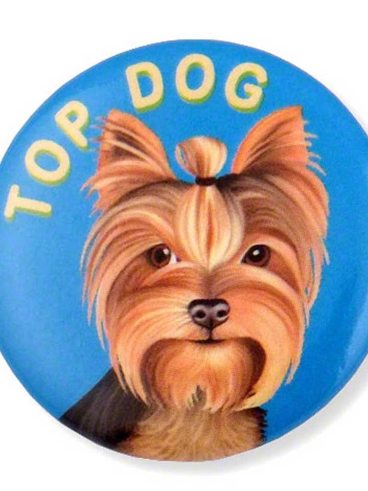 10-pak Yorkshire Terrier 'Top Dog' reversnål knapper for engroshandel hos Retro Pets