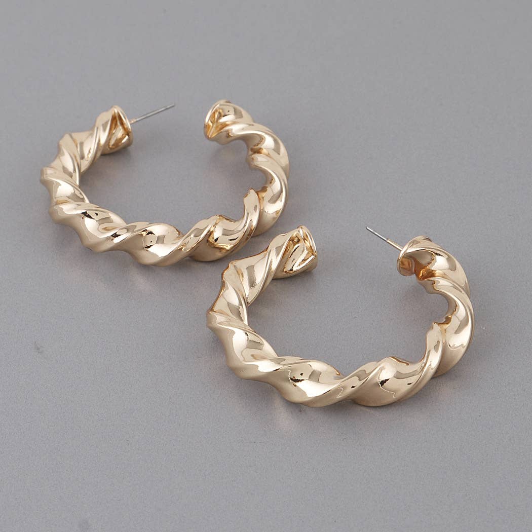 3AM BY H&D ACCESSORIES - Wholesale Hoop Earrings - Twisted Metal Hoop Earrings2