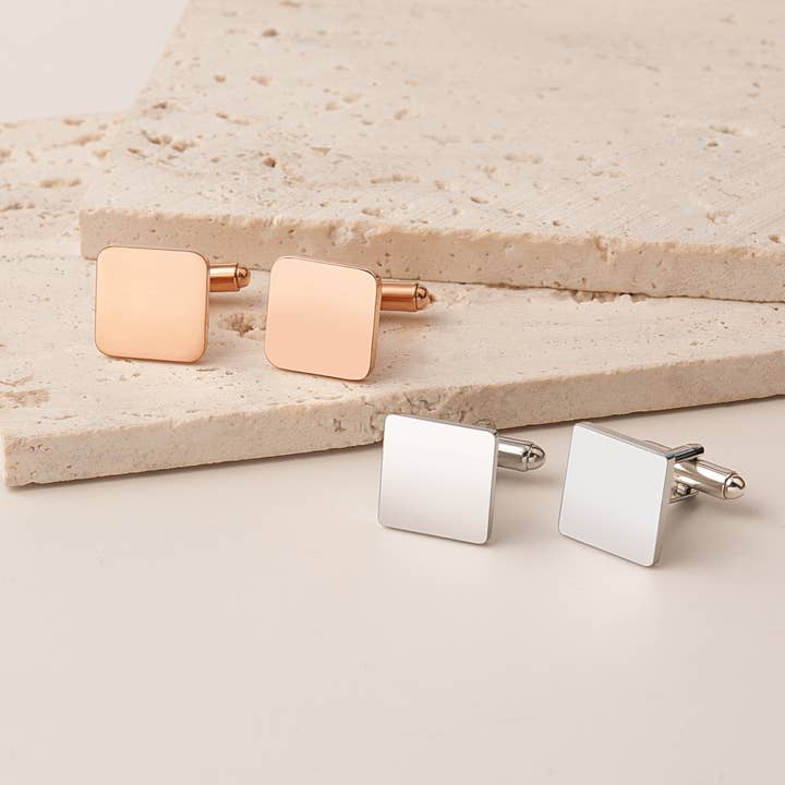 Stainless Steel Square Cufflinks – Blank Engravable Set for wholesale by Anavia