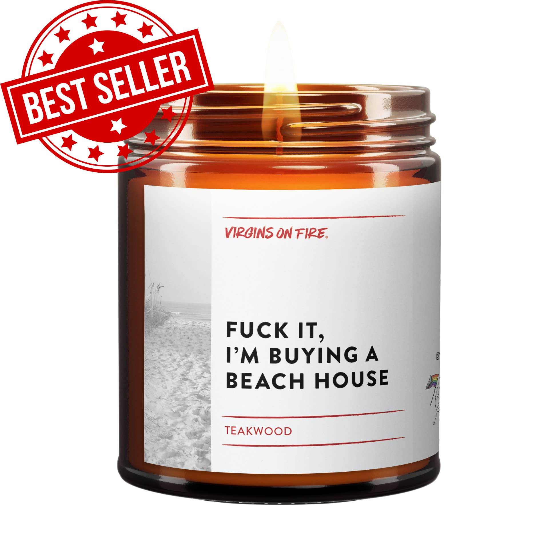 Virgins On Fire Candle Co. - Wholesale Jar/Filled Candle - FUCK IT, I'M BUYING A BEACH HOUSE (Teakwood) ☀️ Soy Candle