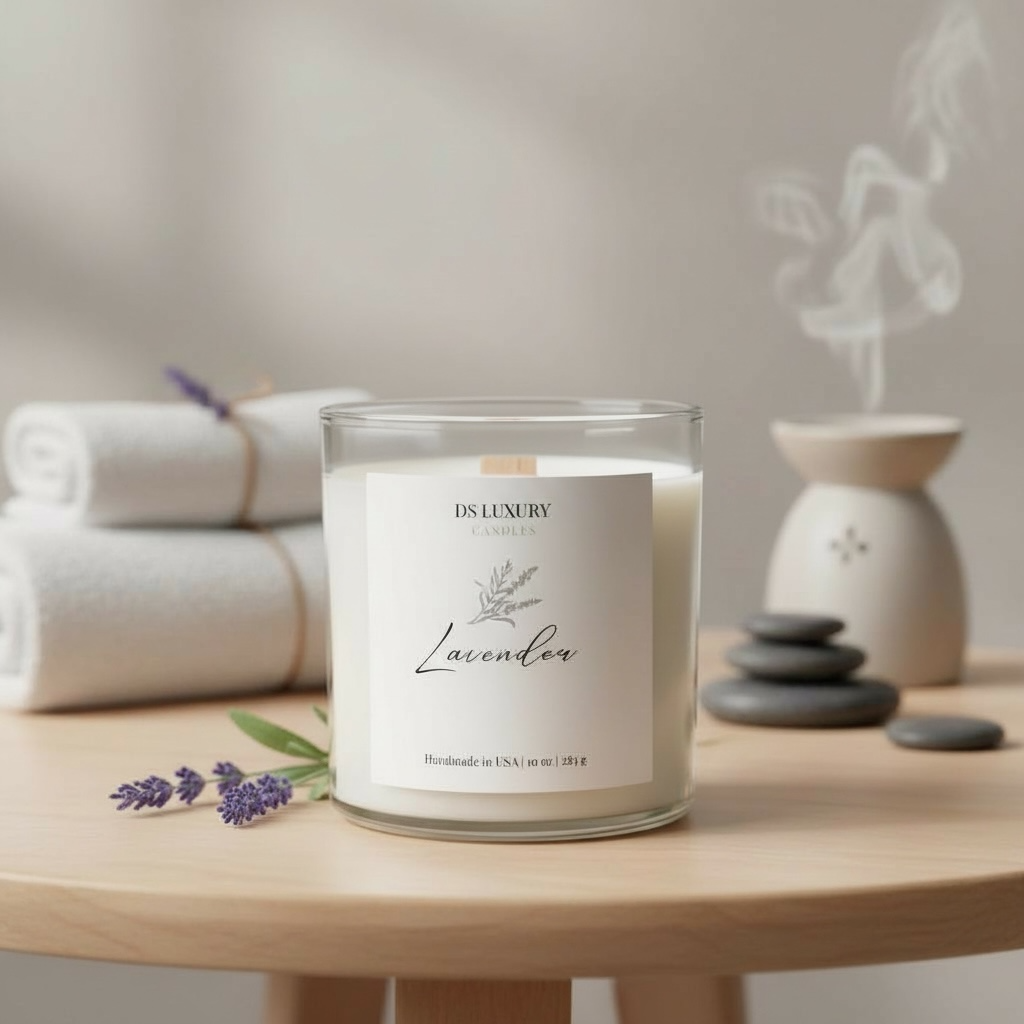 DS Luxury Candles – Vela em jarro/copo por atacado – Vela de Lavanda - 10 oz0