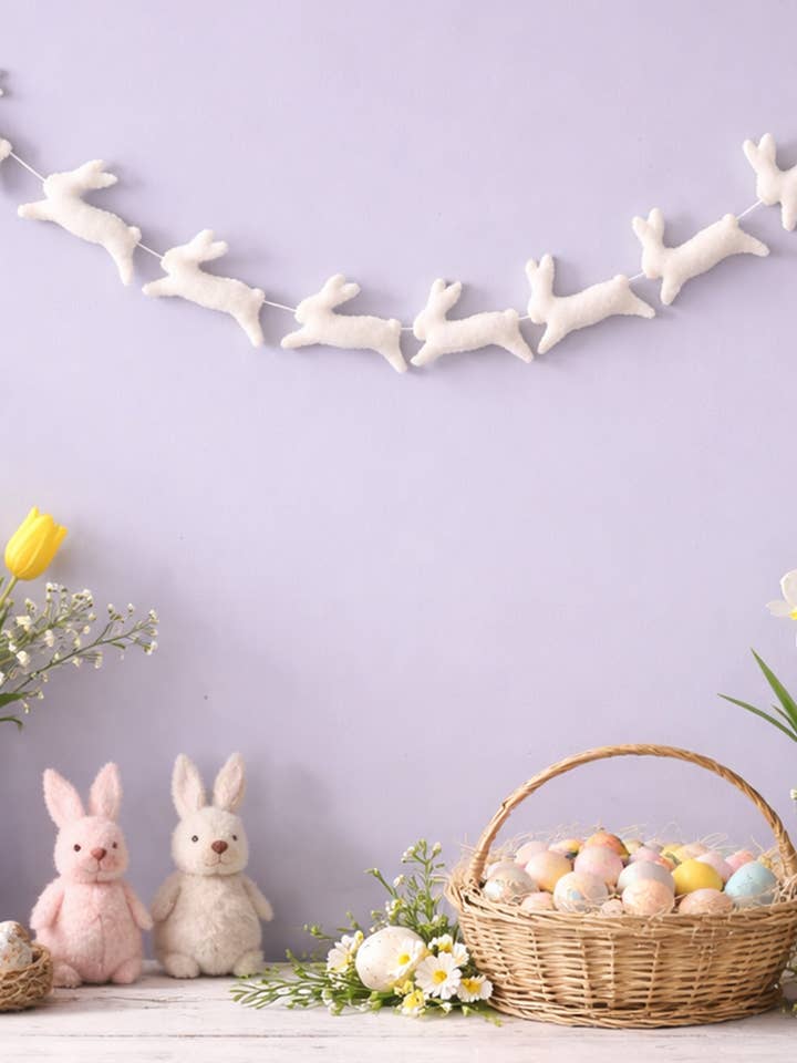 Guirlande de lapins en feutre de laine — décoration d'intérieur pour la vente par KNOBCO