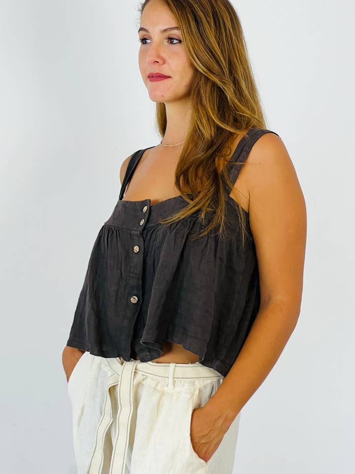 Linen & More - Wholesale Button Down Shirt - Women's - REF 23197 TOP LINEN T-SHIRT 100% BUTTONS