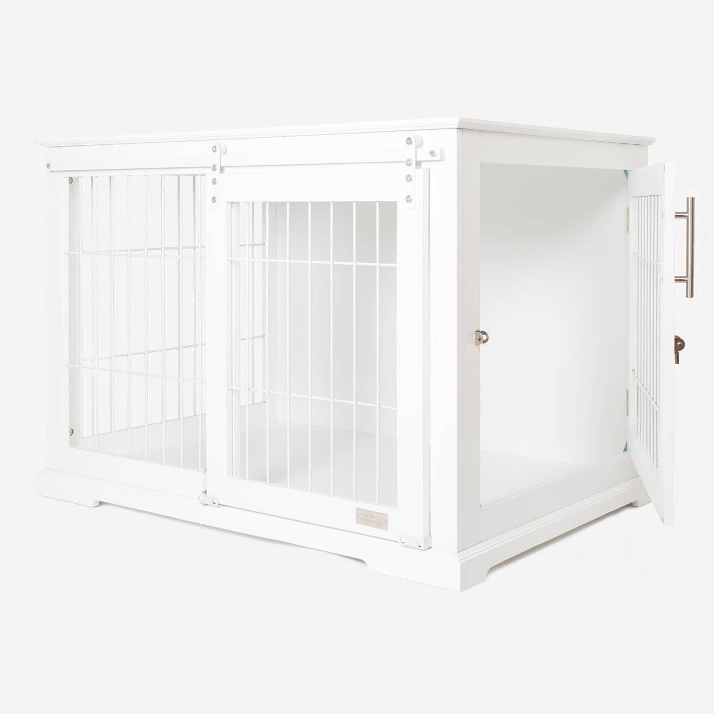 Wooden Sliding Door Dog Crate in White for wholesale on Faire4