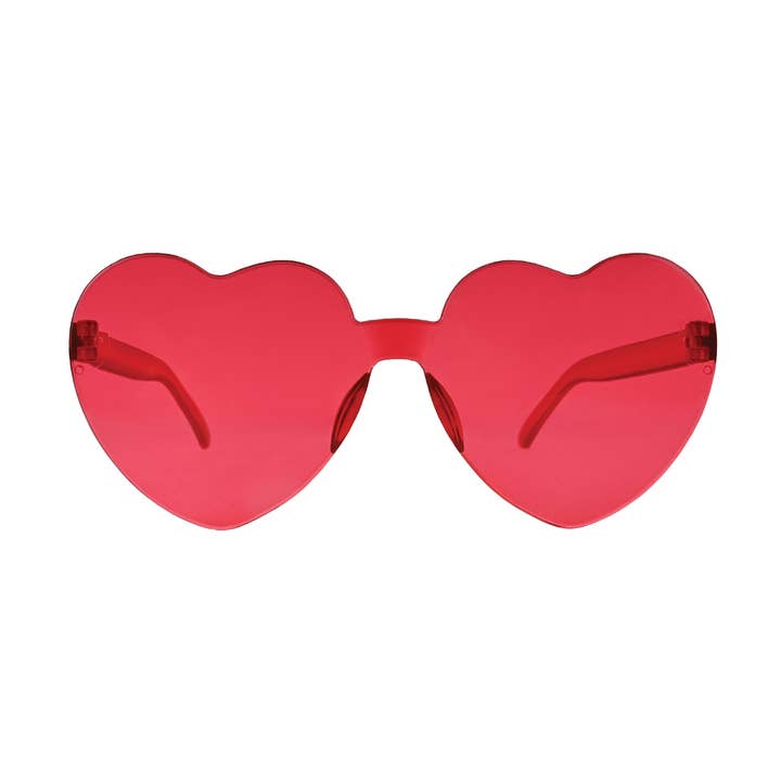 Red Translucent Plastic Heart Glasses, One Size Fits Most for wholesale by Beistle