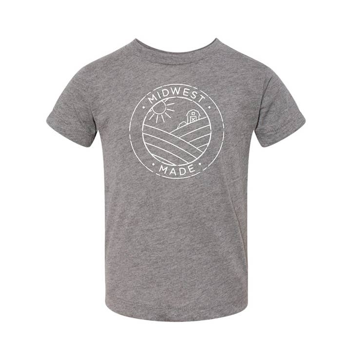 Midwest Made Toddler Tee. Heather Grey. for wholesale by Up North Boutique