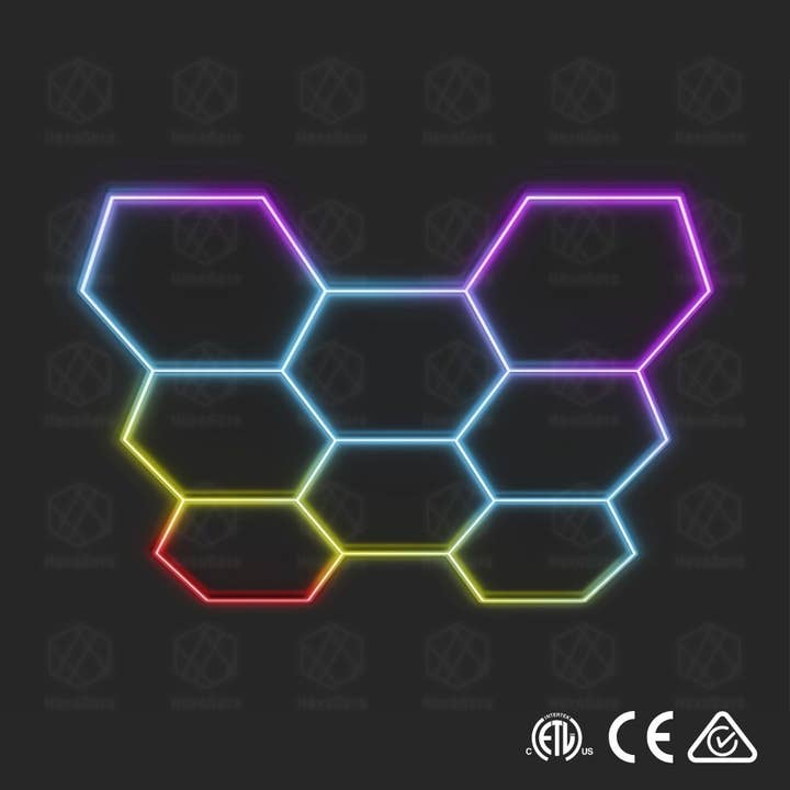 RGB Hexagonal Lights Set of 8 for wholesale by HexaGara