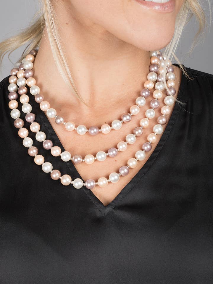 Three Layer Pearl Necklace With Magnetic Clasp for wholesale by SAACHI