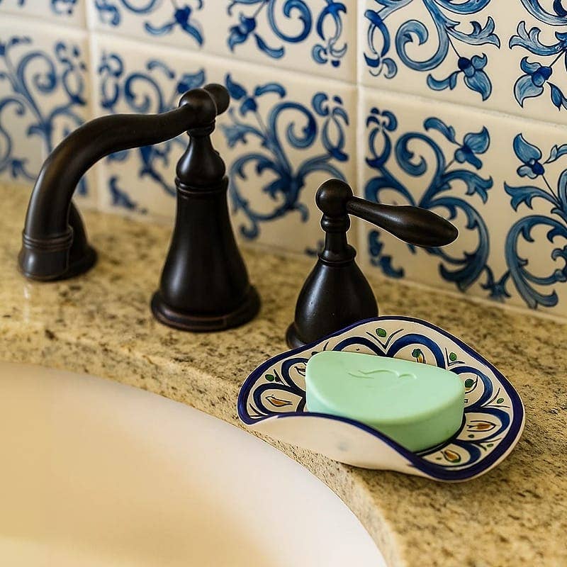 Etnico del Mondo - Vente Porte-savons de bain - Porte-Savon En Céramique Marocaine Peinte à la Main Safi#131