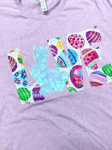 Love Bunny Camisa — Camisa de Pascua para venta al por mayor de Sew Fancy Designs