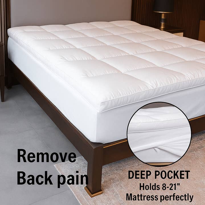 Orimono Elegance - Wholesale Mattress Pad/Protector - Mattress Topper  4" Inch Loft | Luxury Plush | Cloud Soft1