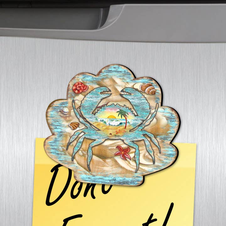 Designocracy - Wholesale Magnet - Seashell Crab Shaped Refrigerator Wooden Magnets