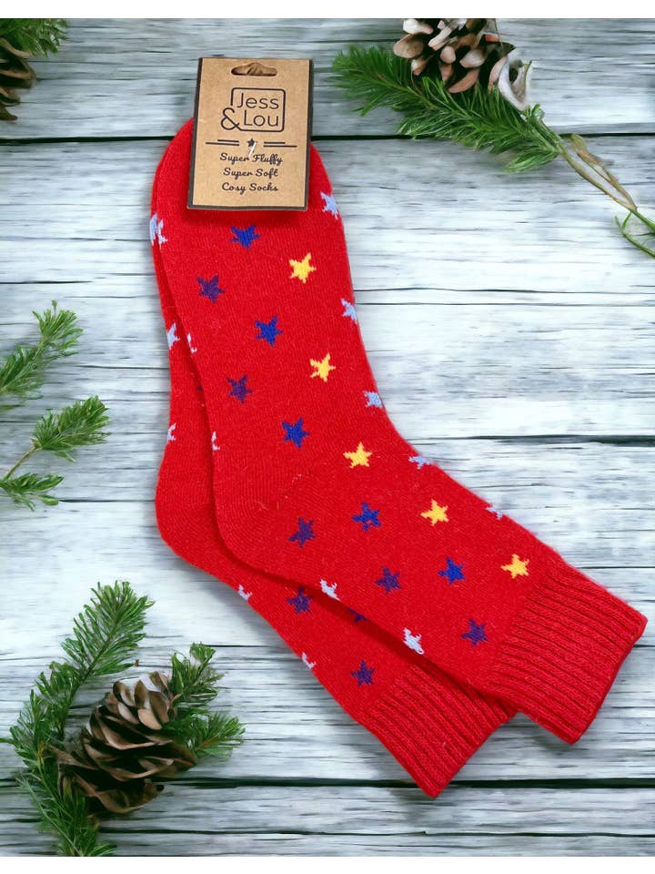 Jess & Lou - Venta al por mayor Calcetines - Mujer - Calcetines de Estrellas Elegantes Acanalados