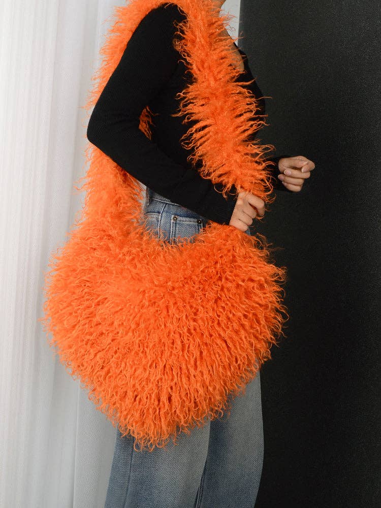 Sweetkama - Wholesale Crossbody Bag - Women's - Ladies Y2K Heart-Shaped Plush Bag SKAB40914