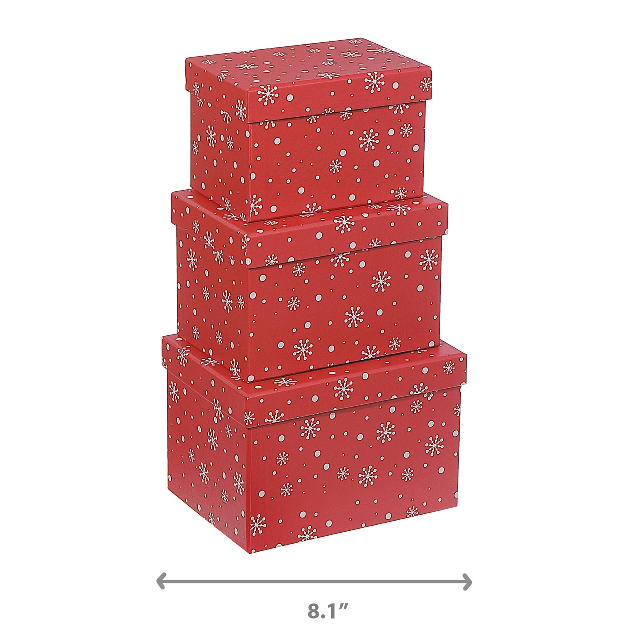 IH Casa Decor - Wholesale Gift Box - RECT. NESTING BOXES (SNOWFLAKE ON RED) (SET OF 3)2