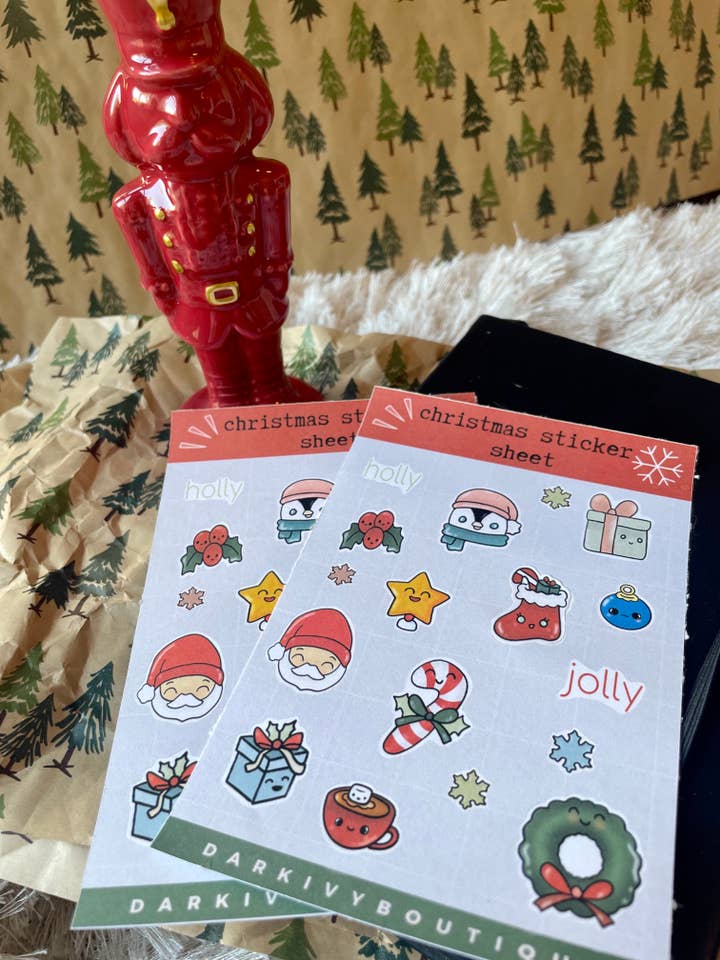Folha Autocolante Christmas Kawaii por atacado de darkivyboutique