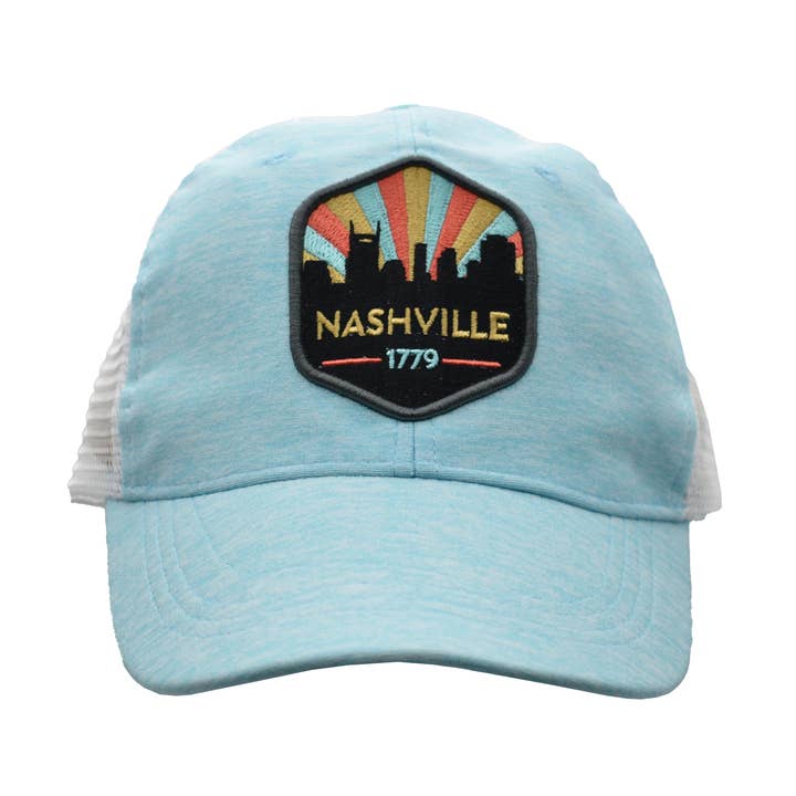 Nashville Cap/Trucker Hat - Skyline Patch Blue for wholesale by MID-SOUTH PRODUCTS