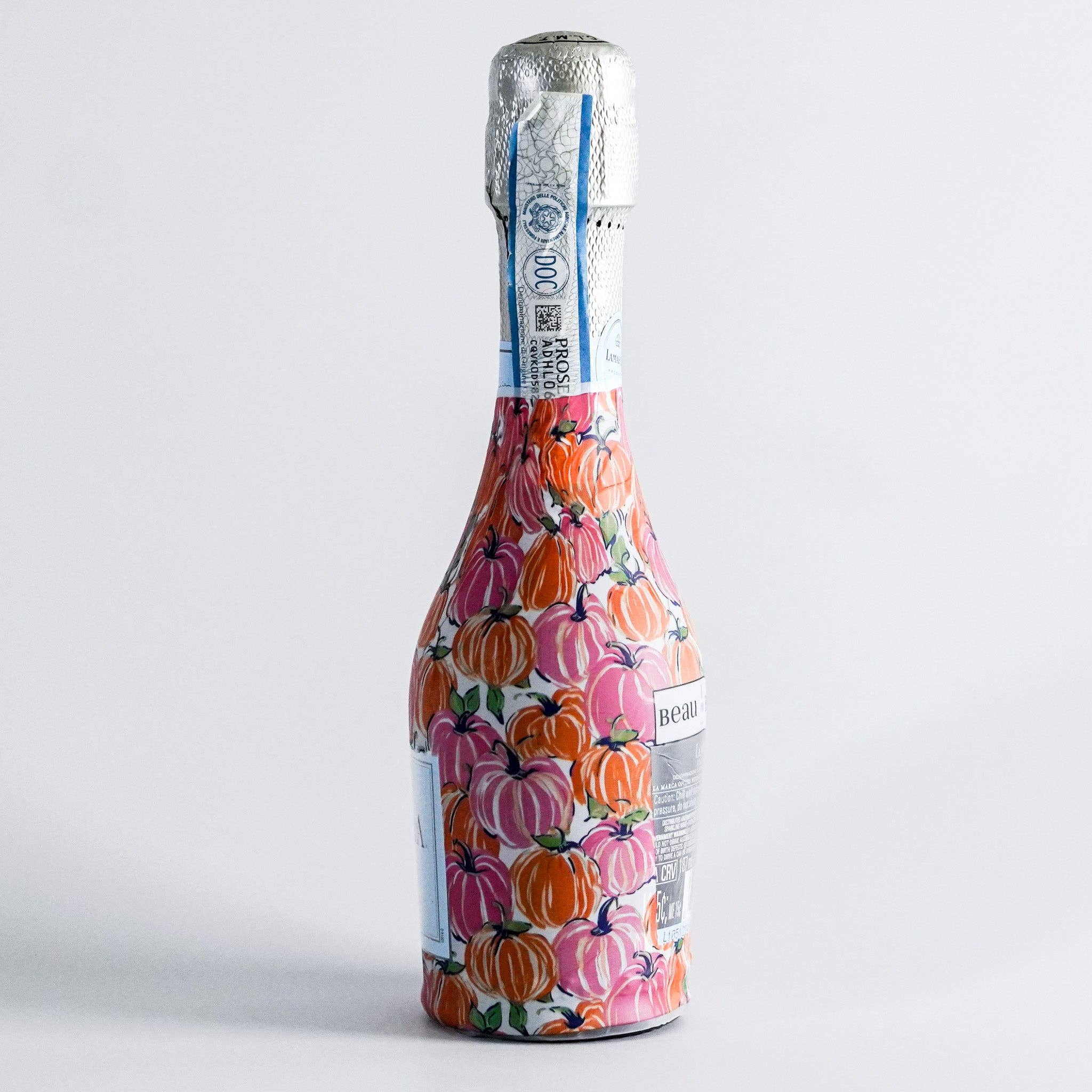 Beau Bottles – wholesale Presentpåse för vin – Beau Bottles Rosa och Orange Pumpor - MINI Prosecco Kollektion - Sexpack1