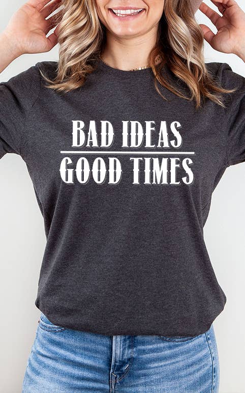 Select Apparel - Wholesale T-shirt met print - Dames - Grafisch T-shirt Slechte Ideeën Goede Tijden1