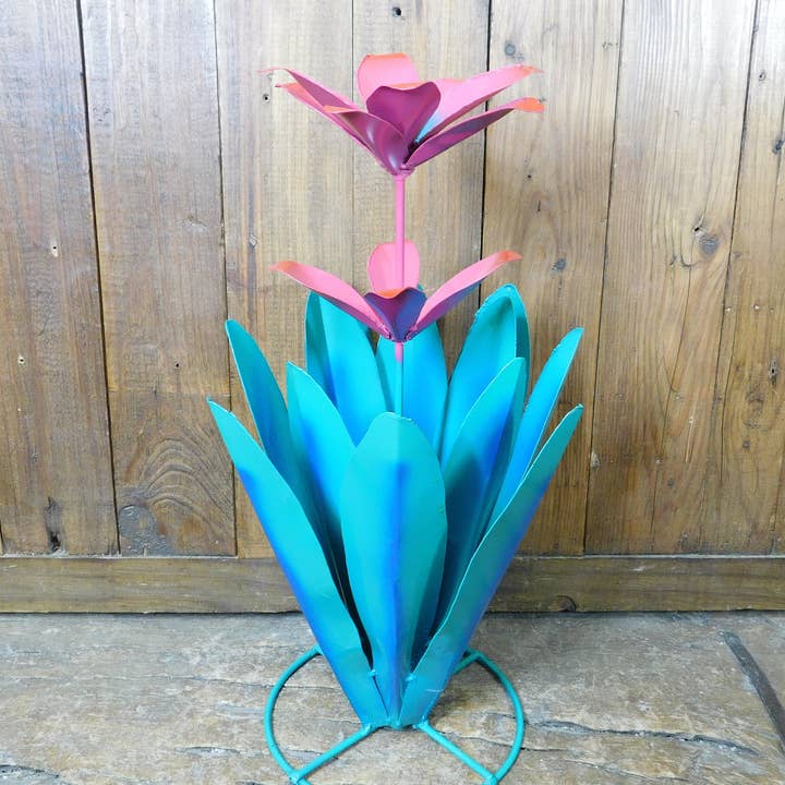 Agave Flor Rosa-#17-Cactus Metálico Colorido-Jardín-9x16Pulg para venta al por mayor de My Amigos Imports