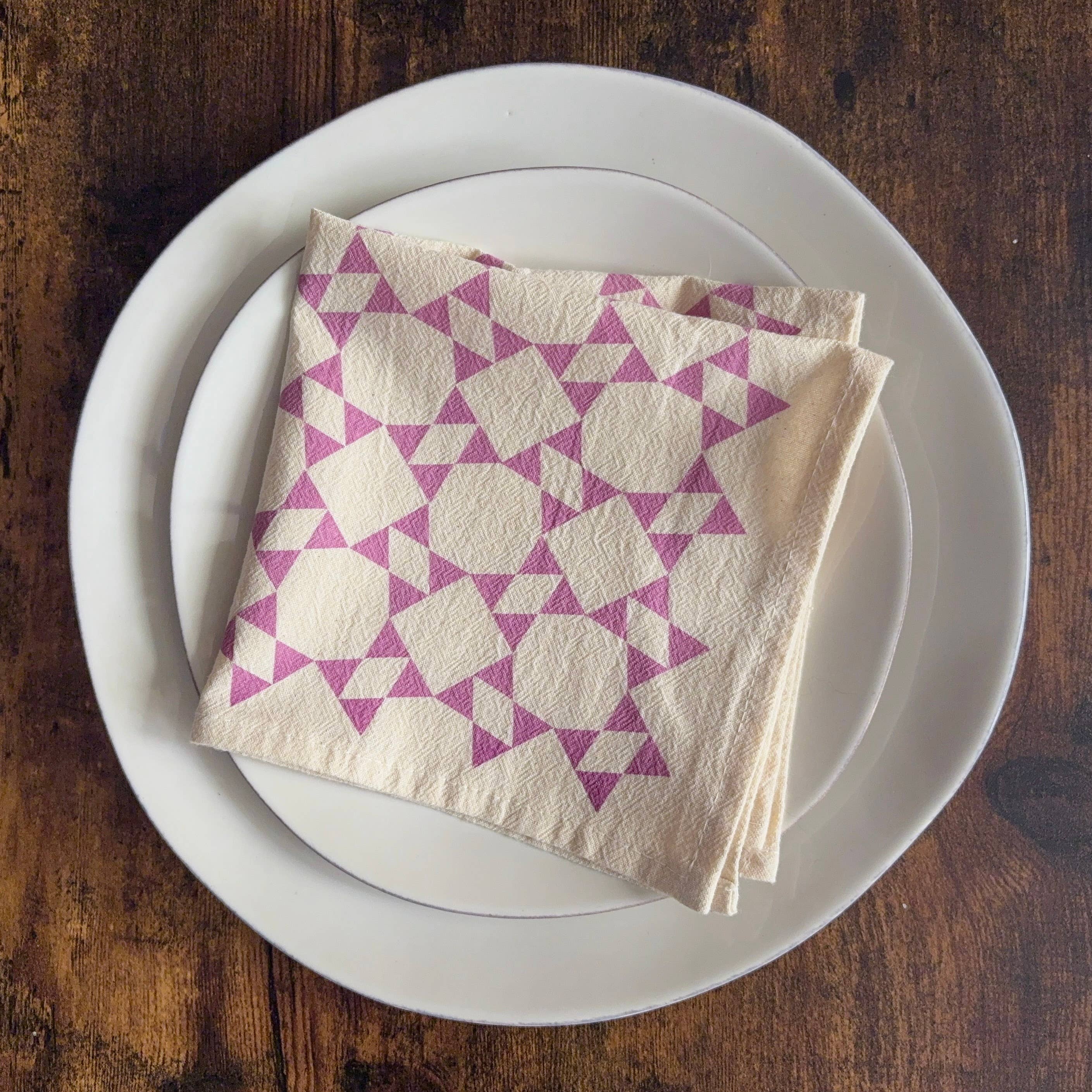Bright Beige - Wholesale Dinner & Cloth Napkin - Hand Printed Flour Sack Napkins - Homespun Quilt8
