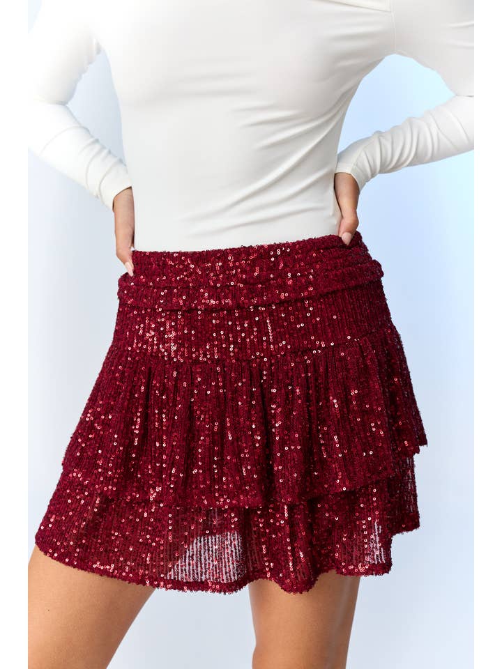 Papermoon - Wholesale Skirt - Women's - PS18588 - Alice Sequin Double Tier Skirt