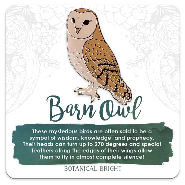 Botanical Bright - Wholesale Lapel Pin/Button - Barn Owl Enamel Pin