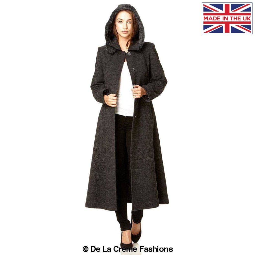 De La Creme Fashions – wholesale Fur/faux fur coat – Women's – Womens Wool Blend Faux Fur Trim Hooded Long Coat5