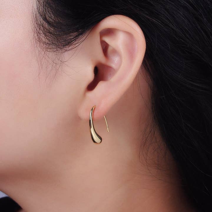 Aim Eternal - Vente Créoles - Boucles d'oreilles minimalistes à crochet français de 20 mm remplies d'or 14 carats | AE-9661