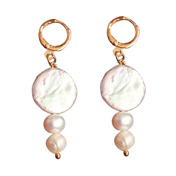 Bold White Pearl Drop Huggie Earrings | by Ifemi Jewels for wholesale by Ifemi Jewels