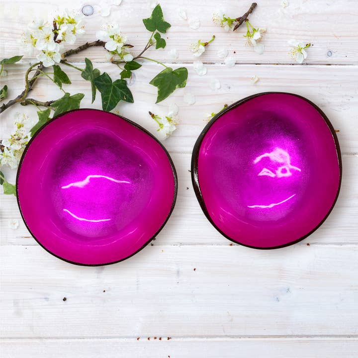 VIE - Wholesale Decorative Plate/Dish/Bowl - Hand-Painted Coconut Bowls, Lacquered, Set of 241