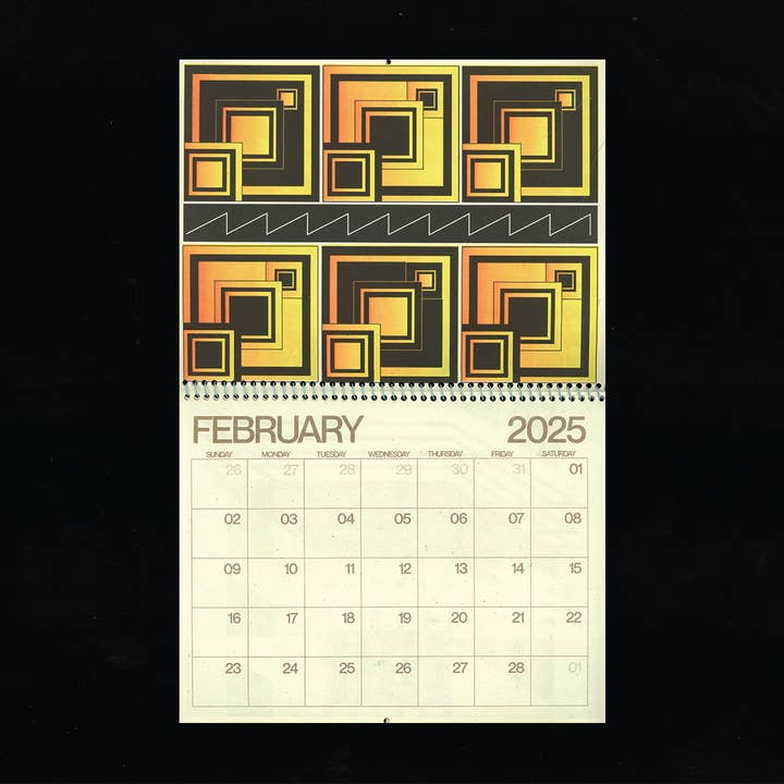 Back of Beyond Press - Wholesale Calendar - Mid-Century Modern Shapes Risograph 2025 Calendar
