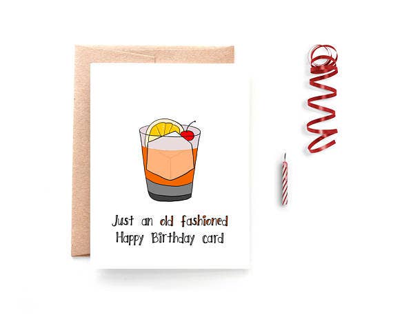 Yellow Daisy Paper Co. - Wholesale Birthday Card - Old Fashioned Happy Birthday Card, Punny1